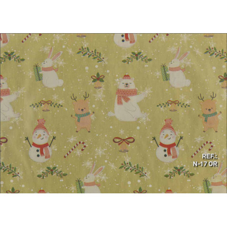 PAPEL REGALO ROLLO 62 SETIMPRES ESTUCADO NAVIDAD MUÑECO NIEVE ORO N17OR