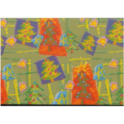 PAPEL REGALO ROLLO 62 SETIMPRES ESTUCADO NAVIDAD ARBOLES ORO N4OR