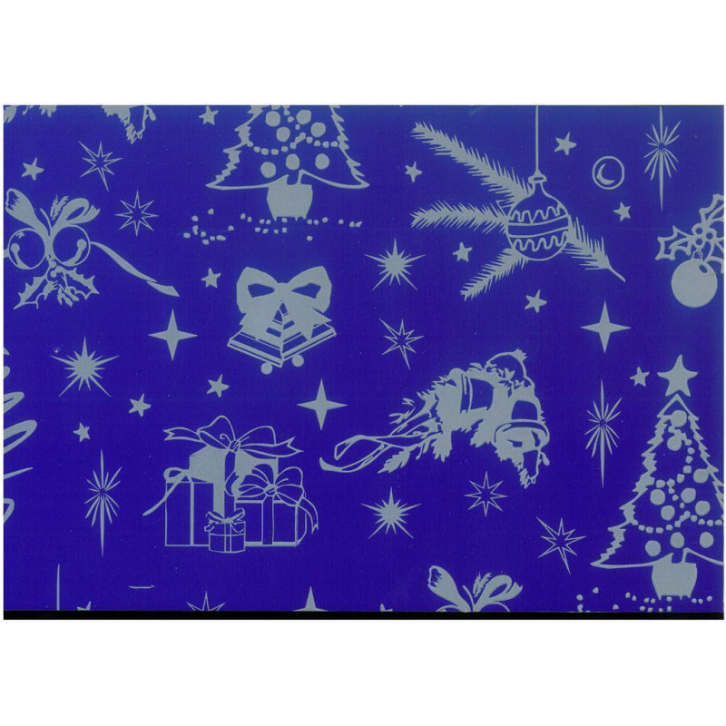 PAPEL REGALO ROLLO 62 SETIMPRES ESTUCADO NAVIDAD ADORNOS AZUL N5AZ