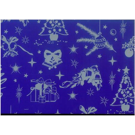 PAPEL REGALO ROLLO 62 SETIMPRES ESTUCADO NAVIDAD ADORNOS AZUL N5AZ