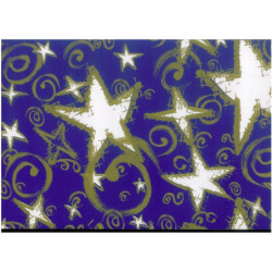 PAPEL REGALO ROLLO 62 SETIMPRES ESTUCADO NAVIDAD ESTRELLAS ORO AZUL N8AZ