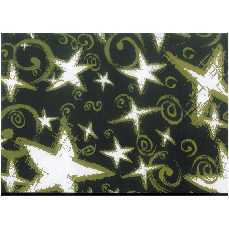 PAPEL REGALO ROLLO 62 SETIMPRES ESTUCADO NAVIDAD ESTRELLAS ORO NEGRO N8N