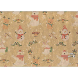 PAPEL REGALO ROLLO 62 SETIMPRES NAVIDAD KRAFT MUÑECO NIEVE ROJO NK1R