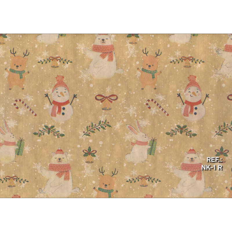 PAPEL REGALO ROLLO 62 SETIMPRES NAVIDAD KRAFT MUÑECO NIEVE ROJO NK1R