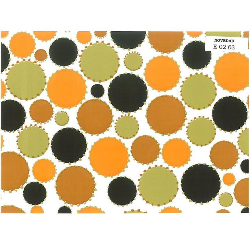 PAPEL REGALO ROLLO 31 HVS ESTUCADO CIRCULOS MARRON E0263