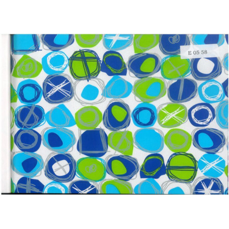 PAPEL REGALO ROLLO 31 HVS ESTUCADO PIEDRAS AZUL/VERDE  E0558