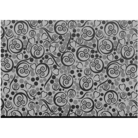 PAPEL REGALO ROLLO 31 SETIMPRES PACK 2U ESTUCADO CIRCULOS CORAZON PLATA-NEGRO E23P