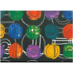 PAPEL REGALO ROLLO 31 SETIMPRES PACK 2U ESTUCADO CIRCULOS COLORES FONDO NEGRO E24N