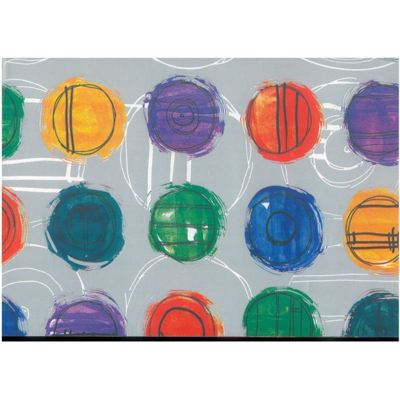 PAPEL REGALO ROLLO 31 SETIMPRES PACK 2U ESTUCADO CIRCULOS COLORES FONDO PLATA E24P