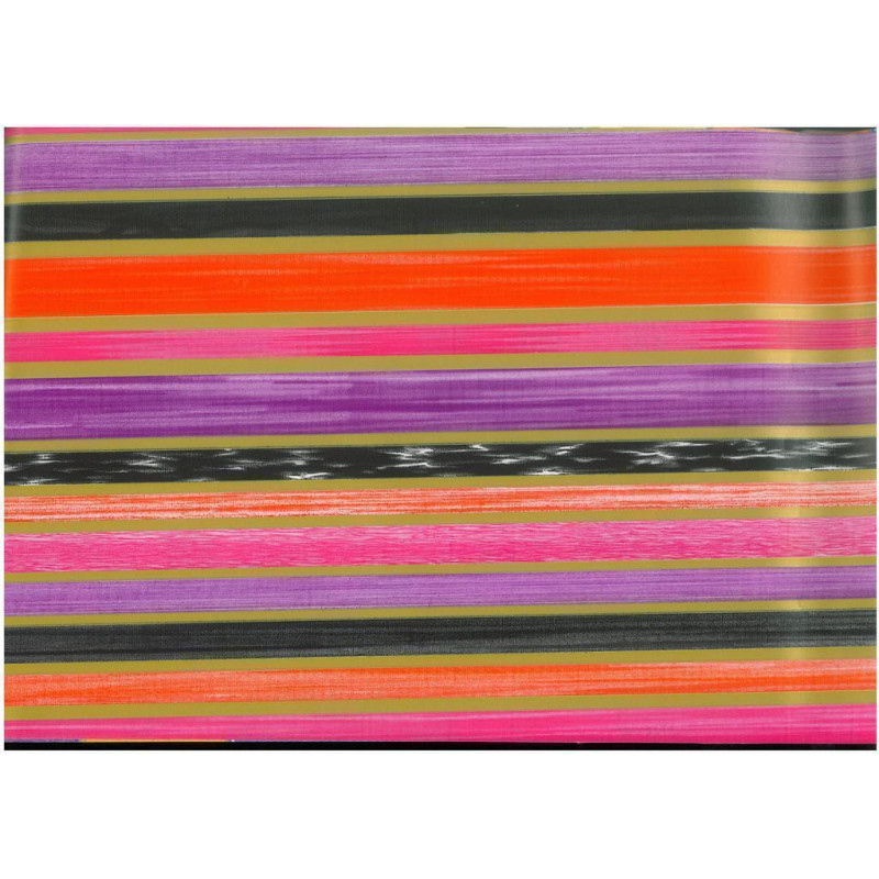 PAPEL REGALO ROLLO 31 SETIMPRES PACK 2U ESTUCADO BANDAS COLORES C/ORO E25N