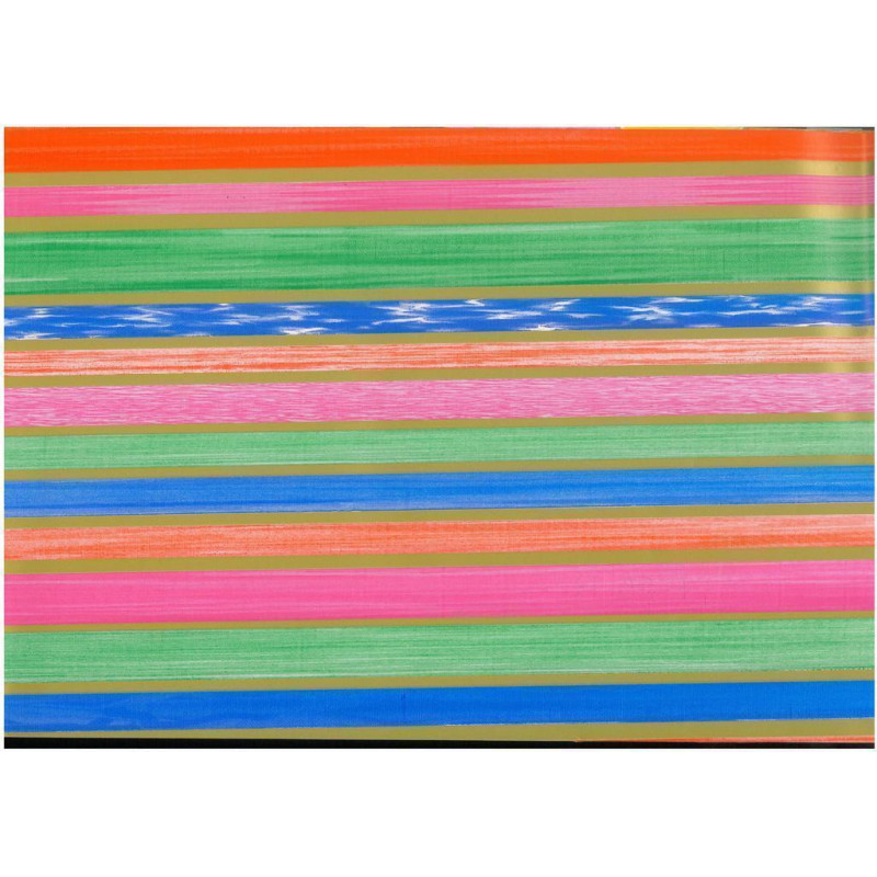 PAPEL REGALO ROLLO 31 SETIMPRES PACK 2U ESTUCADO BANDAS COLORES C/ORO E25R