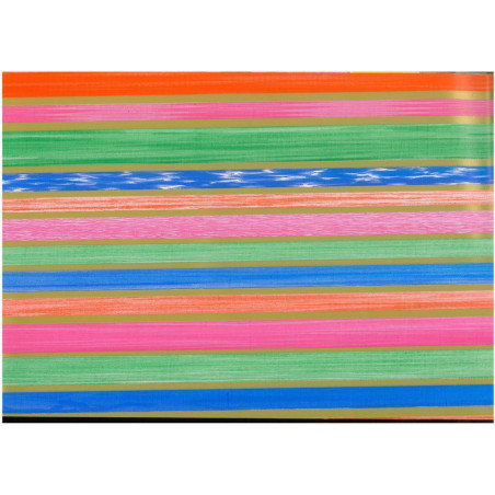 PAPEL REGALO ROLLO 31 SETIMPRES PACK 2U ESTUCADO BANDAS COLORES C/ORO E25R