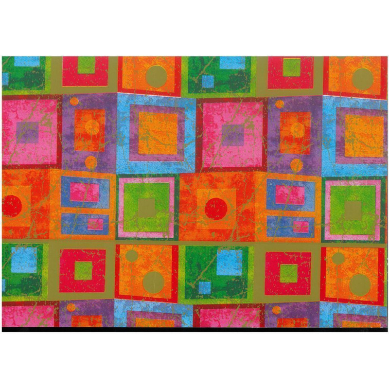 PAPEL REGALO ROLLO 31 SETIMPRES UNIDAD ESTUCADO CUADROS CIRCULOS COLORES E32R