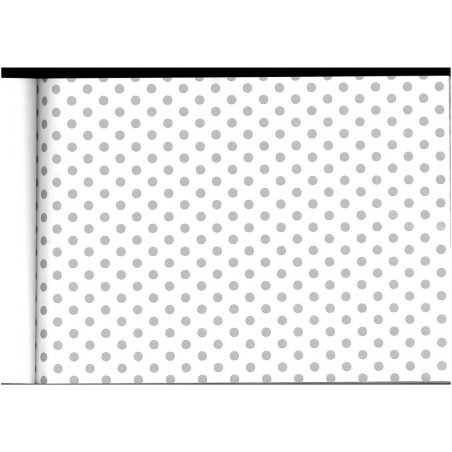 PAPEL REGALO ROLLO 31 SETIMPRES PACK 2U ESTUCADO BLANCO PUNTOS PLATA E52BP