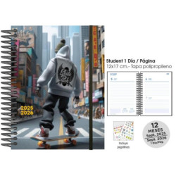 AGENDA ESCOLAR ESPIRAL 8º D/P STUDENT PP SKATEBOARD 18171251 SENFORT25/26