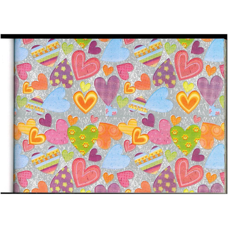 PAPEL REGALO ROLLO 31 SETIMPRES PACK 2U ESTUCADO CORAZONES FONDO PLATA E53P