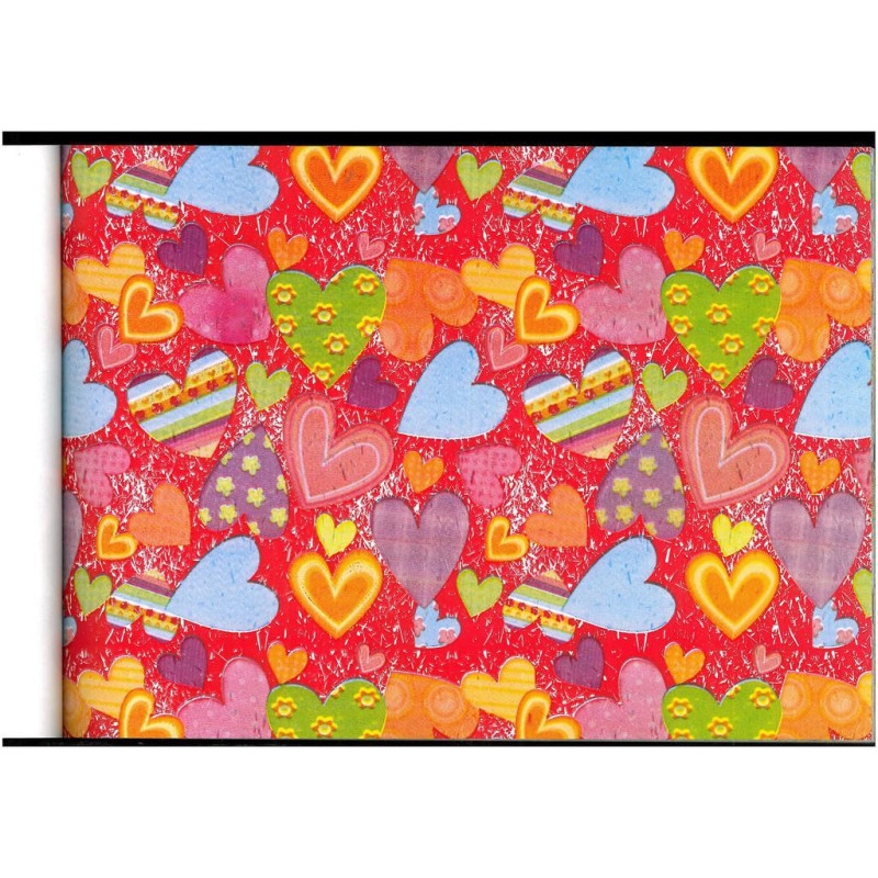 PAPEL REGALO ROLLO 31 SETIMPRES PACK 2U ESTUCADO CORAZONES FONDO ROJO E53R