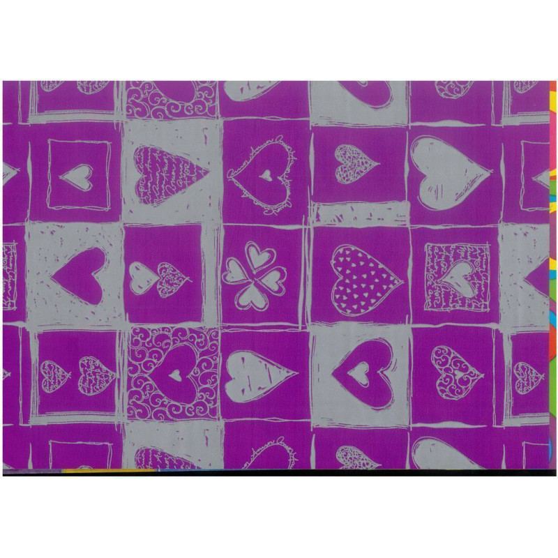 PAPEL REGALO ROLLO 31 SETIMPRES PACK 2U ESTUCADO CORAZONES LILA E5VL