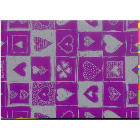 PAPEL REGALO ROLLO 31 SETIMPRES PACK 2U ESTUCADO CORAZONES LILA E5VL