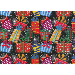 PAPEL REGALO ROLLO 31 SETIMPRES PACK 2U ESTUCADO REGALITOS FONDO NEGRO E62N