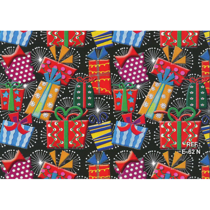 PAPEL REGALO ROLLO 31 SETIMPRES PACK 2U ESTUCADO REGALITOS FONDO NEGRO E62N