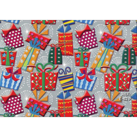 PAPEL REGALO ROLLO 31 SETIMPRES PACK 2U ESTUCADO REGALITOS FONDO PLATA E62P