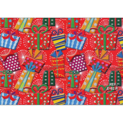 PAPEL REGALO ROLLO 31 SETIMPRES PACK 2U ESTUCADO REGALITOS FONDO ROJO E62R