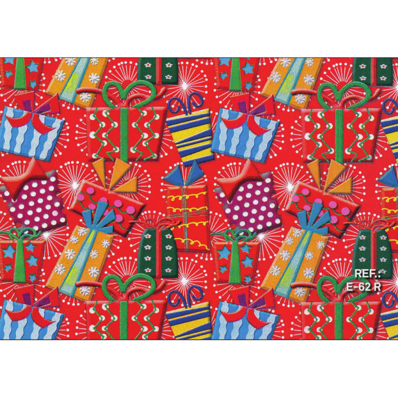 PAPEL REGALO ROLLO 31 SETIMPRES PACK 2U ESTUCADO REGALITOS FONDO ROJO E62R