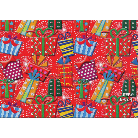 PAPEL REGALO ROLLO 31 SETIMPRES PACK 2U ESTUCADO REGALITOS FONDO ROJO E62R