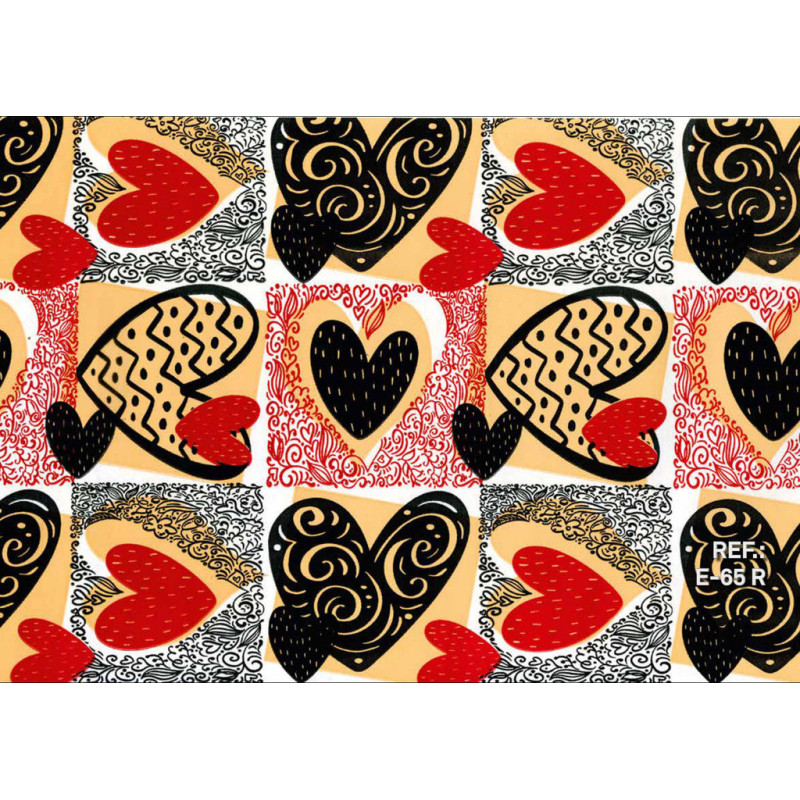 PAPEL REGALO ROLLO 31 SETIMPRES ESTUCADO CORAZONES ROJO E65R PACK 2U