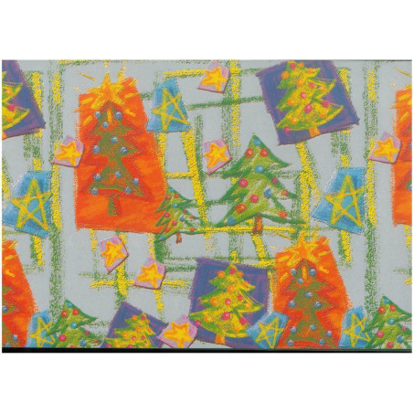 PAPEL REGALO ROLLO 62 SETIMPRES ESTUCADO NAVIDAD ARBOLES PLATA N4P