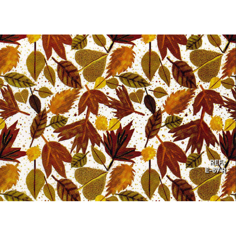 PAPEL REGALO ROLLO 31 SETIMPRES ESTUCADO HOJAS FONDO BLANCO E67R PACK 2U