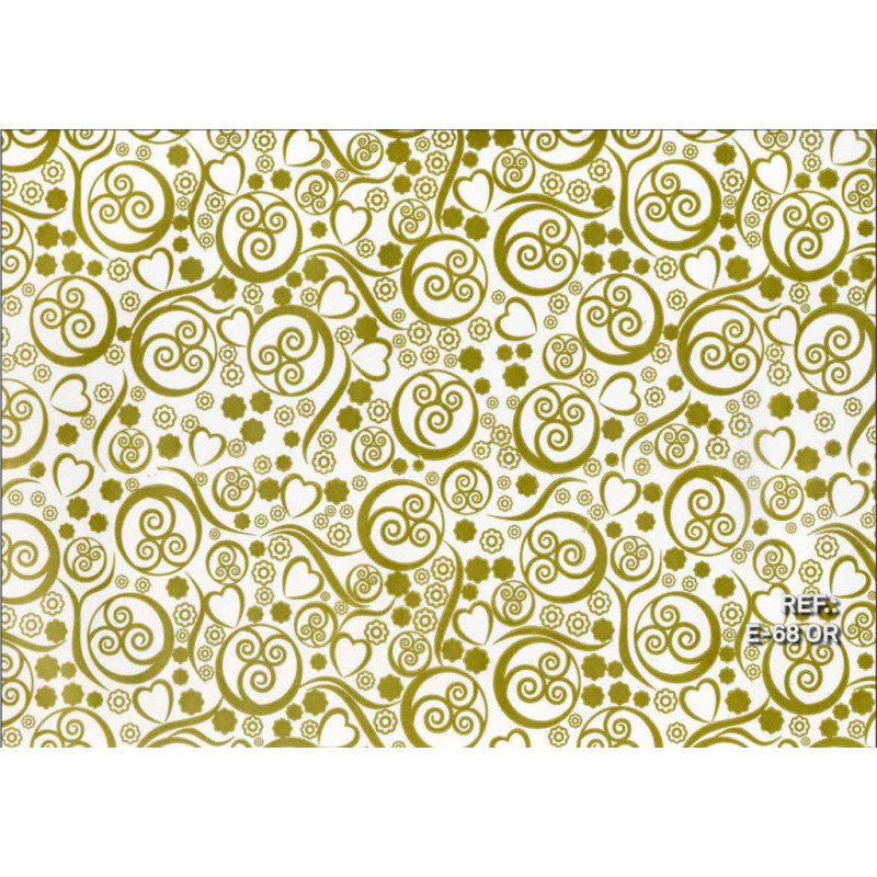 PAPEL REGALO ROLLO 31 SETIMPRES ESTUCADO ESPIRALES ORO FONDO BLANCO E68OR PACK 2U