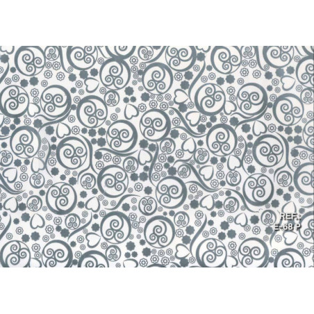 PAPEL REGALO ROLLO 31 SETIMPRES ESTUCADO ESPIRALES PLATA FONDO BLANCO E68P PACK 2U