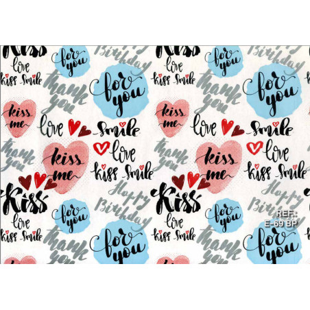PAPEL REGALO ROLLO 31 SETIMPRES ESTUCADO MENSAJES FONDO BLANCO E69BP PACK 2U