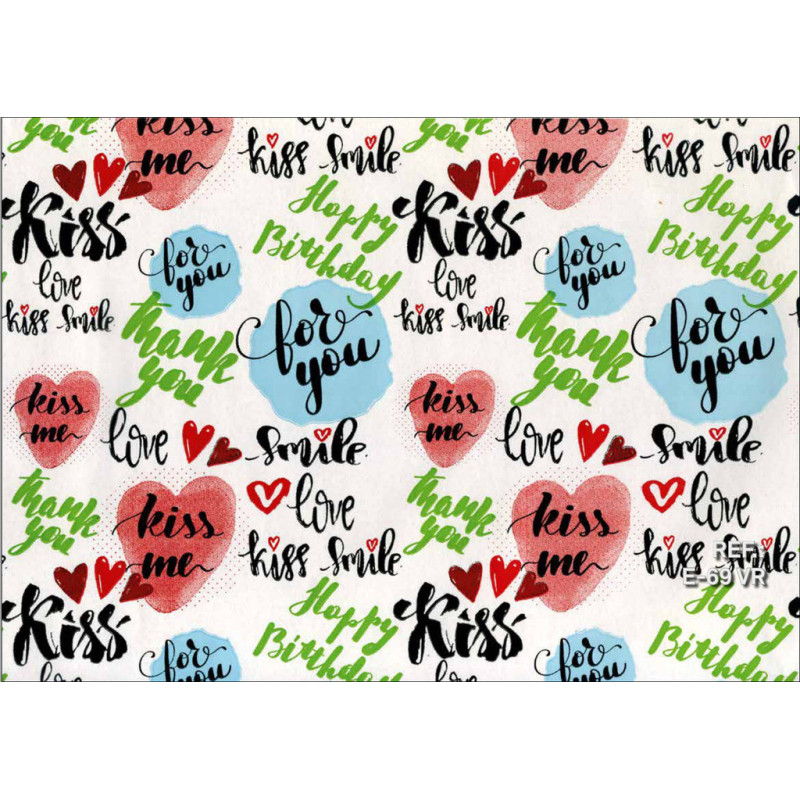 PAPEL REGALO ROLLO 31 SETIMPRES ESTUCADO MENSAJES FONDO BLANCO E69VR PACK 2U