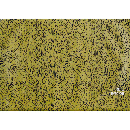 PAPEL REGALO ROLLO 31 SETIMPRES ESTUCADO CORAZONES NEGRO FONDO ORO E70OR PACK 2U