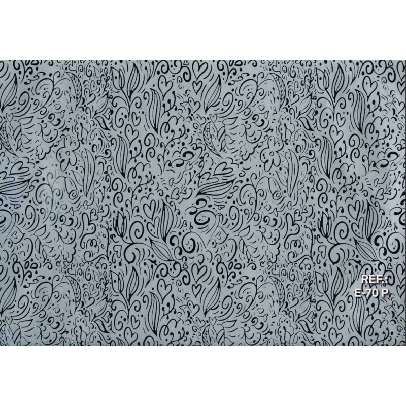 PAPEL REGALO ROLLO 31 SETIMPRES ESTUCADO CORAZONES NEGRO FONDO PLATA E70P PACK 2U