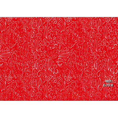 PAPEL REGALO ROLLO 31 SETIMPRES ESTUCADO CORAZONES PLATA FONDO ROJO E70R PACK 2U