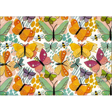 PAPEL REGALO ROLLO 31 SETIMPRES ESTUCADO MARIPOSAS FONDO BLANCO E71R PACK 2U