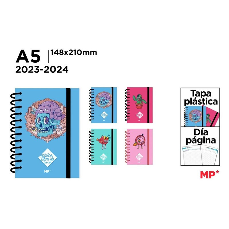 AGENDA ESCOLAR 23/24 MP24 MAINPAPER TAPA PLASTICO DIN A-5 D/P PB2324-07