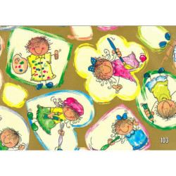 PAPEL REGALO ROLLO 31 SETIMPRES PACK 2U ESTUCADO INFANTIL PINTORES ORO I10OR