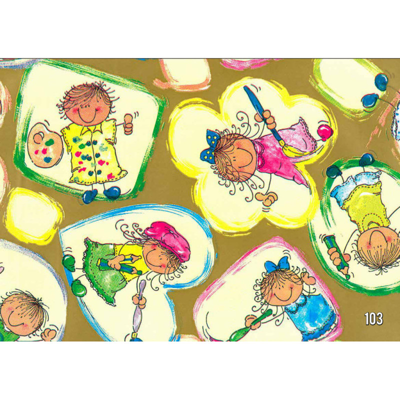 PAPEL REGALO ROLLO 31 SETIMPRES PACK 2U ESTUCADO INFANTIL PINTORES ORO I10OR