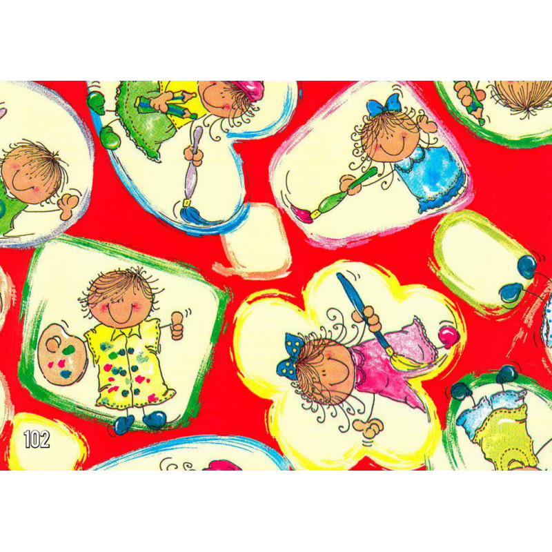 PAPEL REGALO ROLLO 31 SETIMPRES PACK 2U ESTUCADO INFANTIL PINTORES ROJO I10R