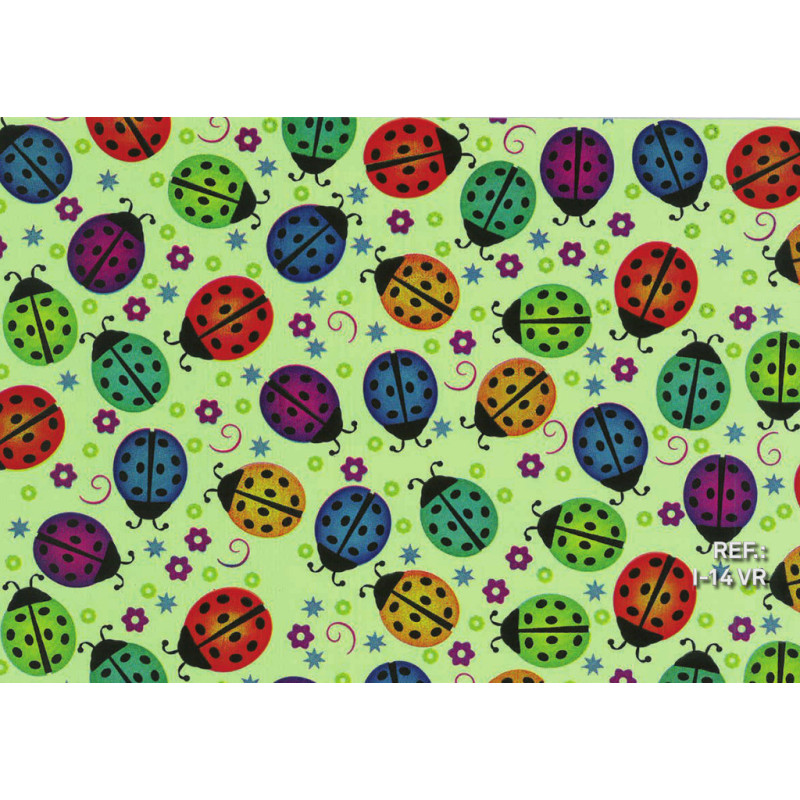 PAPEL REGALO ROLLO 31 SETIMPRES PACK 2U ESTUCADO INFANTIL MARIQUITAS VERDE I14VR