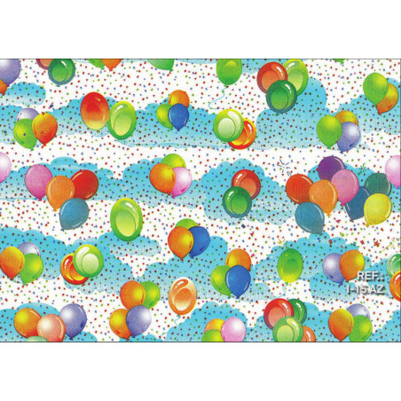 PAPEL REGALO ROLLO 31 SETIMPRES PACK 2U ESTUCADO INFANTIL GLOBOS AZUL I15AZ