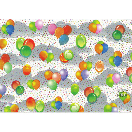 PAPEL REGALO ROLLO 31 SETIMPRES PACK 2U ESTUCADO INFANTIL GLOBOS PLATA I15P