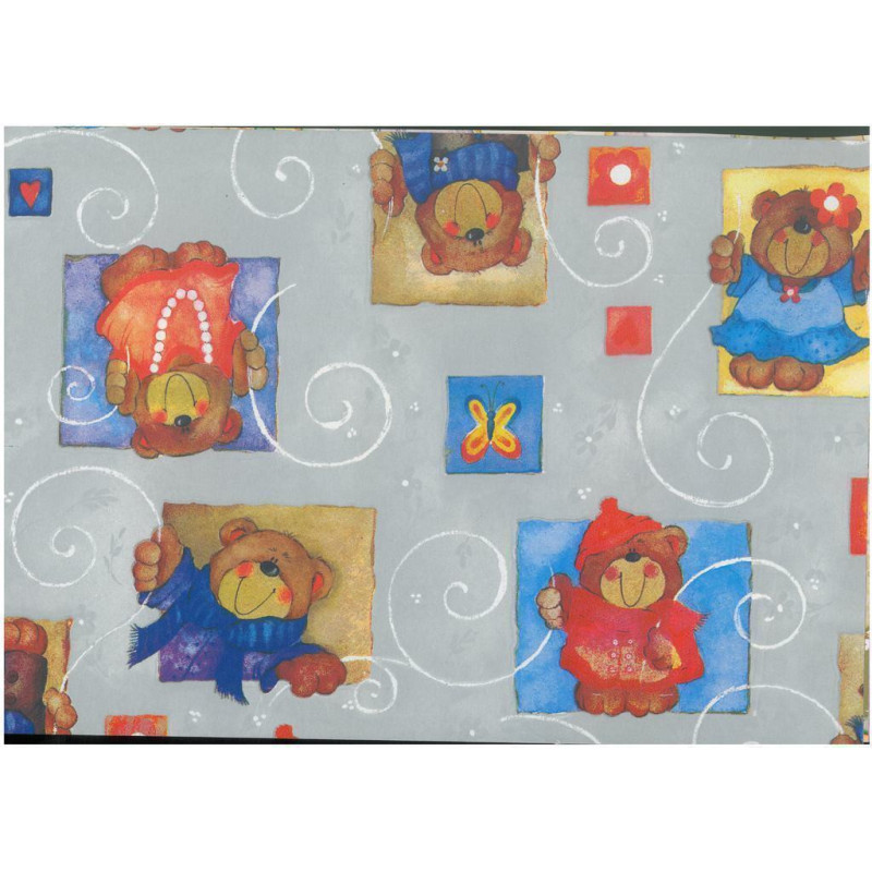 PAPEL REGALO ROLLO 31 SETIMPRES PACK 2U ESTUCADO INFANTIL OSITOS PLATA I3P