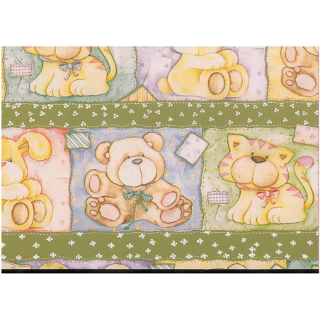 PAPEL REGALO ROLLO 31 SETIMPRES PACK 2U ESTUCADO INFANTIL GATITOS OSITOS ORO I5OR