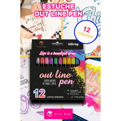 ROTULADOR BICOLOR BORDE PLATA CAJA 12U ALEX BOG OUTLINE PEN AB-0412